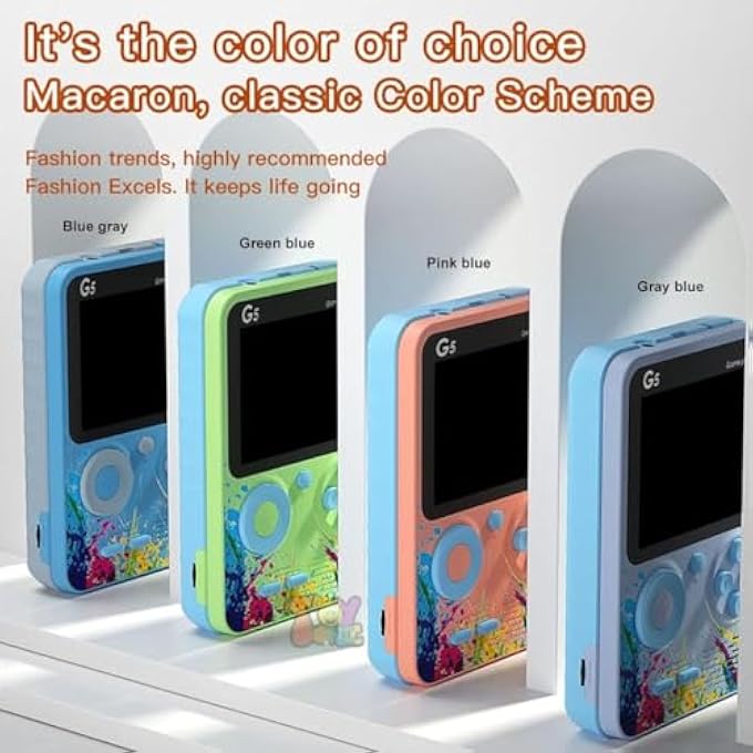 G5 HANDHELD GAME CONSOLE FOR KIDS RETRO GAMING DEVICE WITH 3.0" HD SCREEN, BUILT-IN 500 CLASSIC GAMES, AV OUTPUT, RANDOM COLOR  PORTABLE GAME PLAYER FOR BOYS & GIRLS, MULTICOLOUR - Image 5