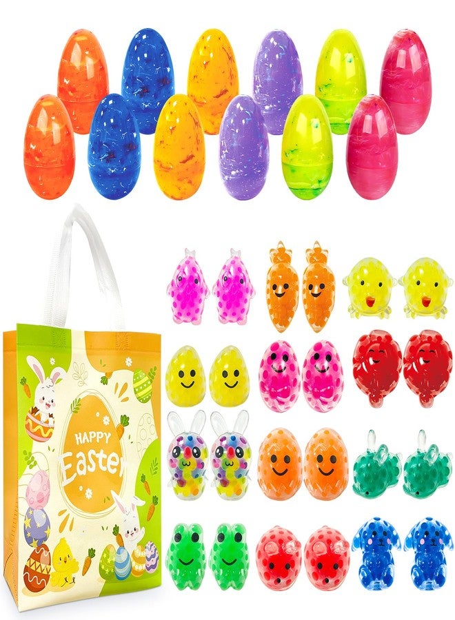 Aviski 12Pcs Easter Marble Eggs with Mochi Squishy Toys, 1pc Non Woven Bags for Easter Theme Party Favors, Supplies for Easter Egg Hunt, Basket Stuffers/Fillers, Classroom Prize Supplies Toddler Boys Girls - Image 1