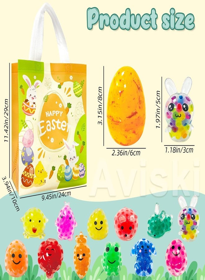 Aviski 12Pcs Easter Marble Eggs with Mochi Squishy Toys, 1pc Non Woven Bags for Easter Theme Party Favors, Supplies for Easter Egg Hunt, Basket Stuffers/Fillers, Classroom Prize Supplies Toddler Boys Girls - Image 2