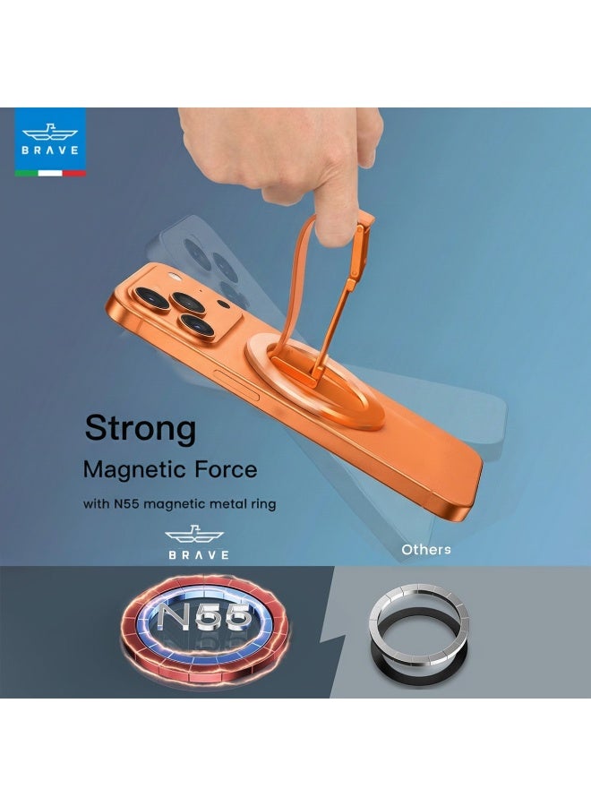 Brave Magsafe Magnetic Holder & Grip for iPhone & Samsung - Removable Magnetic Base & Desk Stand, Compatible with iPhone Air, iPhone 17, 17 Pro, 17 Pro Max, 16, 15, 14, 13, 12, Samsung Galaxy S25, S25 Ultra, S24, S23, S22 and all iOS and Android Devices - Strong Magnetic Grip, Portable Phone & Tablet Stand, Universal Magnetic Base (Cosmic Orange) - Image 4