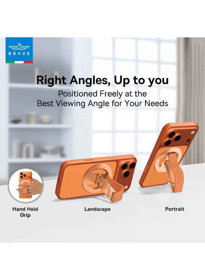 Brave Magsafe Magnetic Holder & Grip for iPhone & Samsung - Removable Magnetic Base & Desk Stand, Compatible with iPhone Air, iPhone 17, 17 Pro, 17 Pro Max, 16, 15, 14, 13, 12, Samsung Galaxy S25, S25 Ultra, S24, S23, S22 and all iOS and Android Devices - Strong Magnetic Grip, Portable Phone & Tablet Stand, Universal Magnetic Base (Cosmic Orange) - Image 5