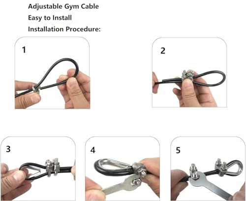 AIKESIWAY Adjustable Fitness Pulley Cable,Replacement Cable Machine Accessories,Cable Pulley Attachments for Gym -Thick 5mm(0.2inch) Heavy Duty Steel Wire Rope for Home Gym Cable (79 inches) - Image 2