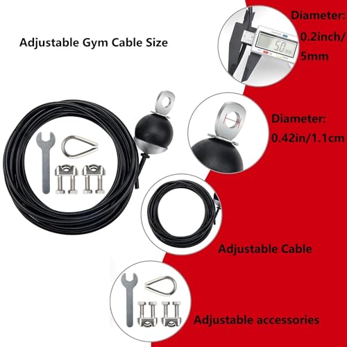 AIKESIWAY Adjustable Fitness Pulley Cable,Replacement Cable Machine Accessories,Cable Pulley Attachments for Gym -Thick 5mm(0.2inch) Heavy Duty Steel Wire Rope for Home Gym Cable (79 inches) - Image 4