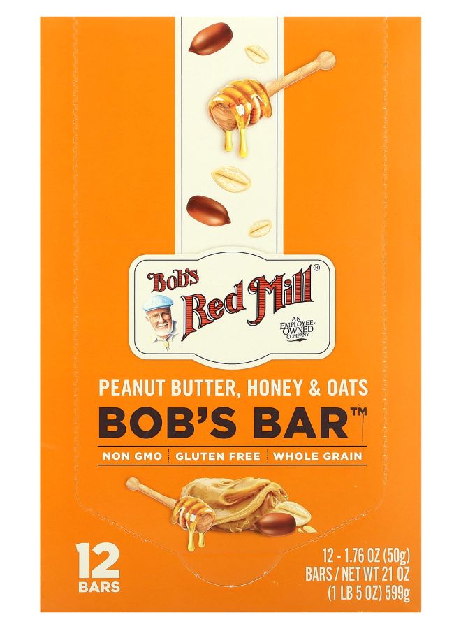 Bob's Red Mill Bob's Bar Peanut Butter Honey & Oats  12 Bars 1.76 oz (50 g) Each