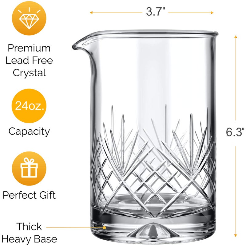 MOFADO. Crystal Cocktail Mixing Glass - Premium 24oz 710ml - Solid & Stable Thick Bottom Cocktail Shaker - Professional Quality Bartender Tool for Stirring Cocktails & Mixing Drinks - Gift Ideas - Image 2