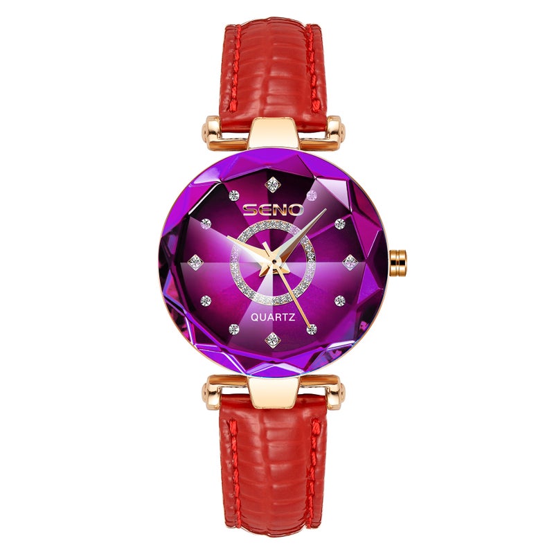 Hot Selling Ocean Heart Quartz Watch for Women with Diamond-Encrusted Steel Band, Waterproof