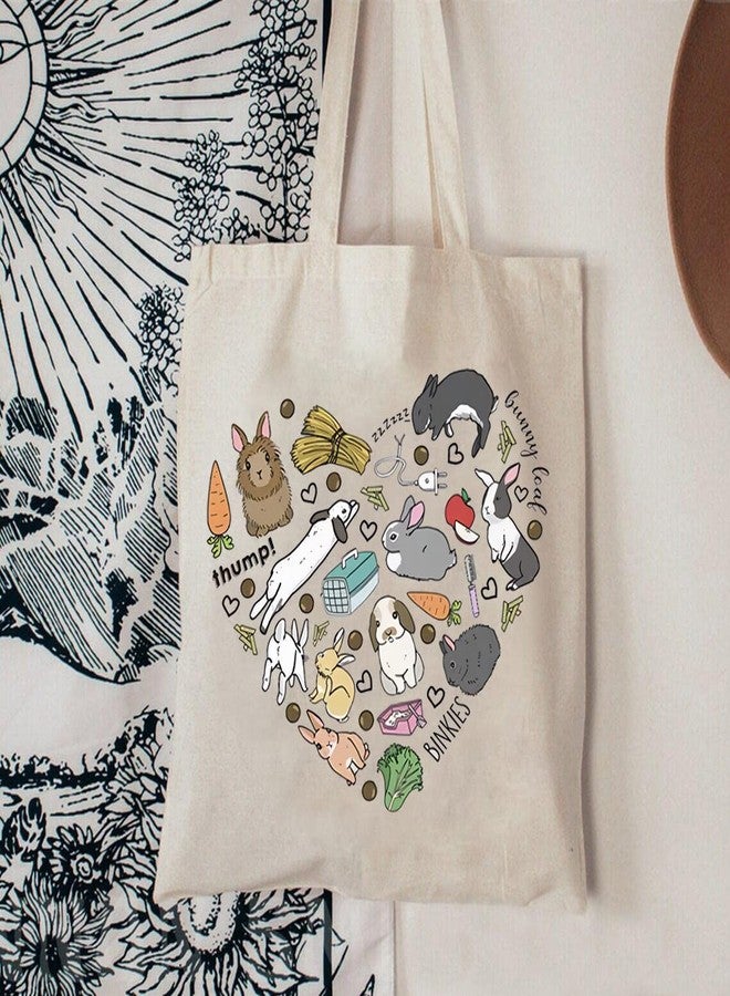 BLUPARK Bunny Canvas Tote Bag Funny Bunny Tote Bag Animal Lover G-ift Bunny Bag For Women Bunny Lover G-ift Cute Bunny G-ift (Bunny Tote bag) - Image 3