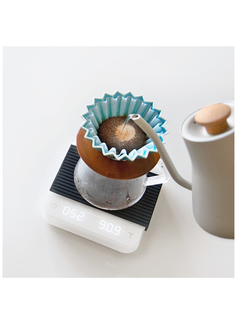 Pearl Coffee Scale - With Built-in Flow-Rate Indicator, USB-C Charging, and Brighter Display for sunlight readability - White