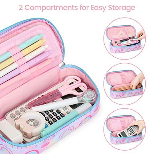 Cambond Cute Pencil Case for Girls - Big Capacity Pencil Cases for Kids, Large Storage Pencil Pouch for School, Pencil Case Only, Purple Rainbow - Image 4