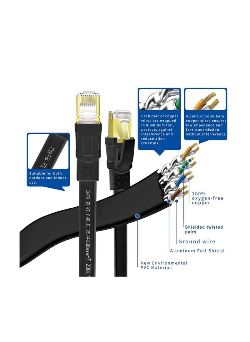 كينسو CAT8 Ethernet Cable, High Speed Heavy Duty Cat8 LAN Network Cable 40Gbps, 2000Mhz with Gold Plated RJ45 Compatible with Gaming Switch PC PS5 PS4 Xbox Modem Router WIFI Extender Patch Panel - Black (10M) - Image 5