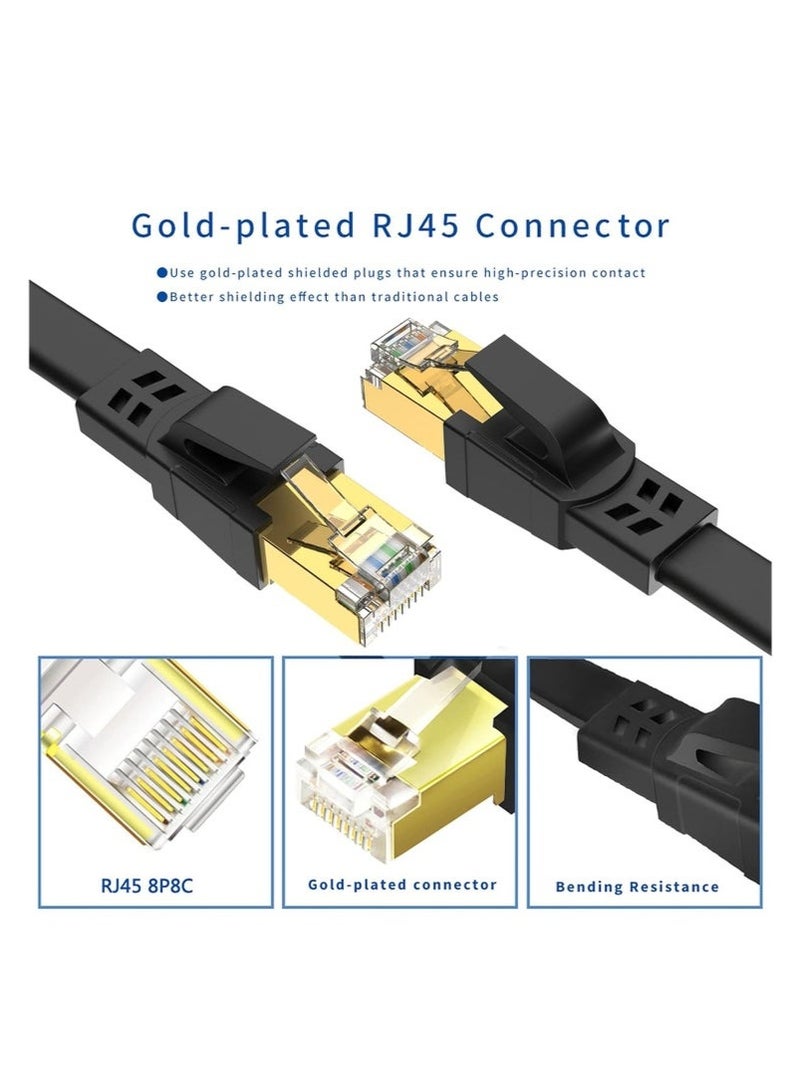 كينسو CAT8 Ethernet Cable, High Speed Heavy Duty Cat8 LAN Network Cable 40Gbps, 2000Mhz with Gold Plated RJ45 Compatible with Gaming Switch PC PS5 PS4 Xbox Modem Router WIFI Extender Patch Panel - Black (10M) - Image 3