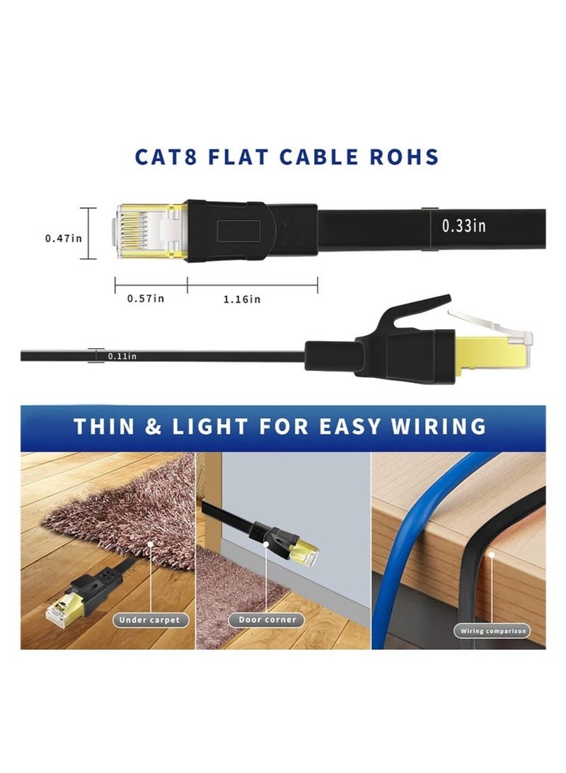 كينسو CAT8 Ethernet Cable, High Speed Heavy Duty Cat8 LAN Network Cable 40Gbps, 2000Mhz with Gold Plated RJ45 Compatible with Gaming Switch PC PS5 PS4 Xbox Modem Router WIFI Extender Patch Panel - Black (10M) - Image 4