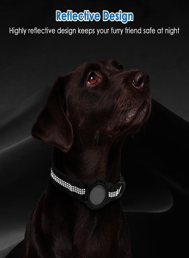 Rechale Upgraded AirTag Dog Collar, Reflective & Waterproof Adjustable Dog Collar, Secure Fit for Small Medium Large Dogs, Durable Nylon Pet Collar with Easy AirTag Holder for Real-Time Location (Black L) - Image 4
