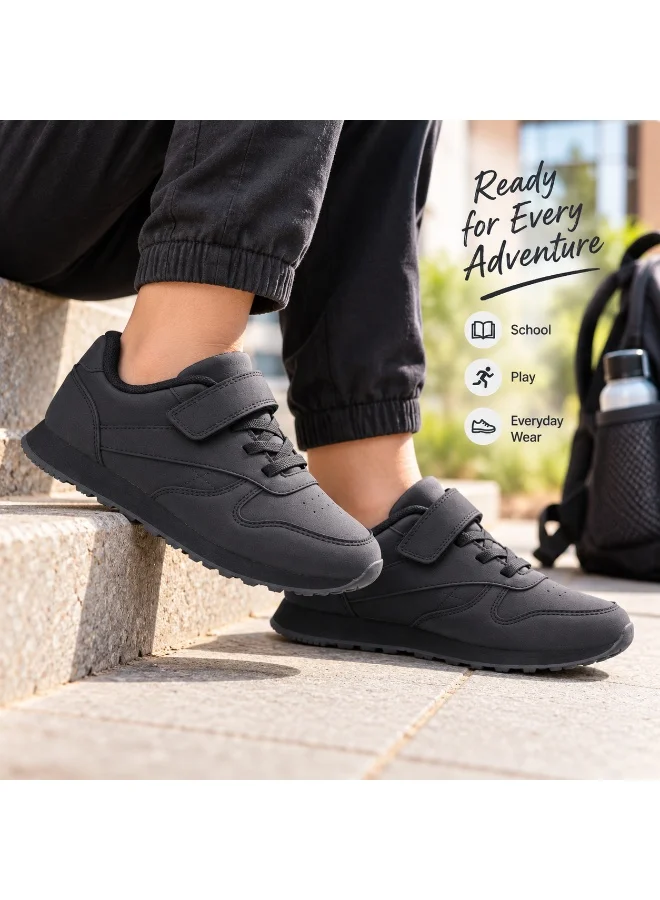 Lumberjack  Unisex Kids School Shoes Black Hook & Loop Strap Lightweight Running Sneakers for Boys & Girls  | Best Price UAE