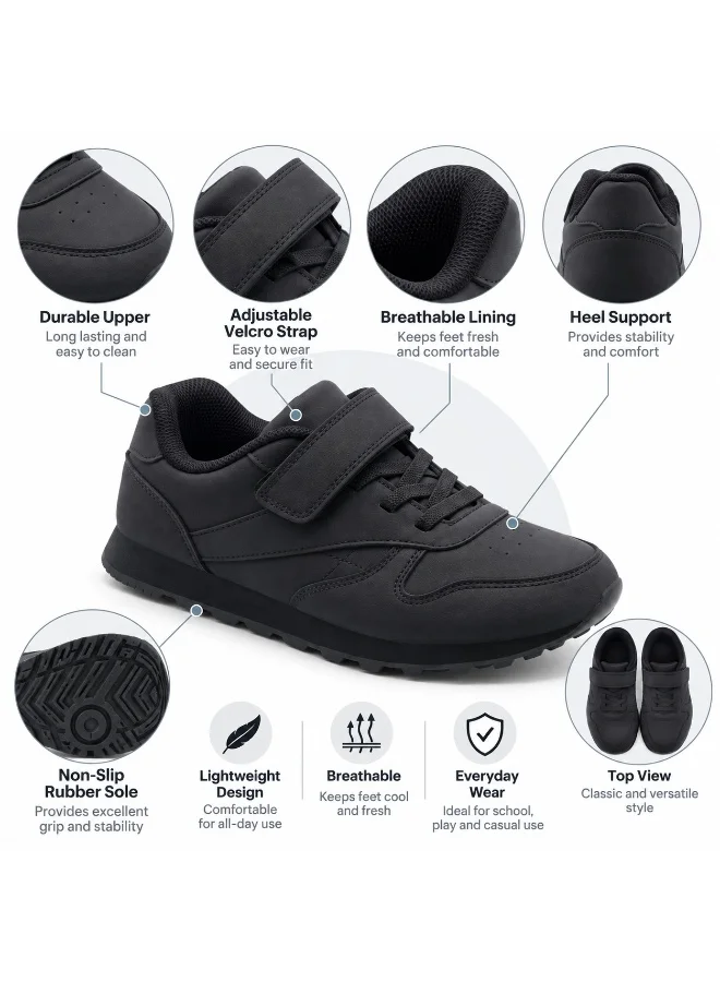 لامبرجاك Lumberjack Unisex Kids School Shoes Black Hook & Loop Strap Lightweight Running Sneakers for Boys & Girls