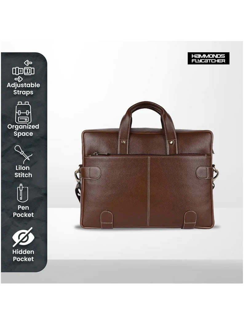 Hammonds Flycatcher  Laptop Bag for Men Leather Travel & Office Bag Fits Up to 16 Inch Laptop/MacBook Brushwood Stylish Crossbody Handbags with Adjustable Shoulder Straps  | Best Price UAE