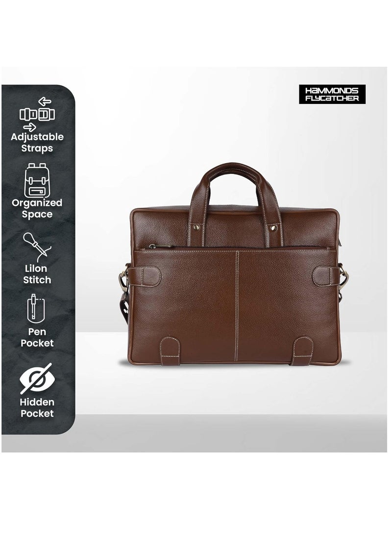 HAMMONDS FLYCATCHER Laptop Bag for Men Leather Travel & Office Bag Fits Up to 16 Inch Laptop/MacBook Brushwood Stylish Crossbody Handbags with Adjustable Shoulder Straps  - Image 4