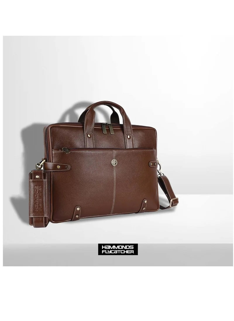 HAMMONDS FLYCATCHER Laptop Bag for Men Leather Travel & Office Bag Fits Up to 16 Inch Laptop/MacBook Brushwood Stylish Crossbody Handbags with Adjustable Shoulder Straps