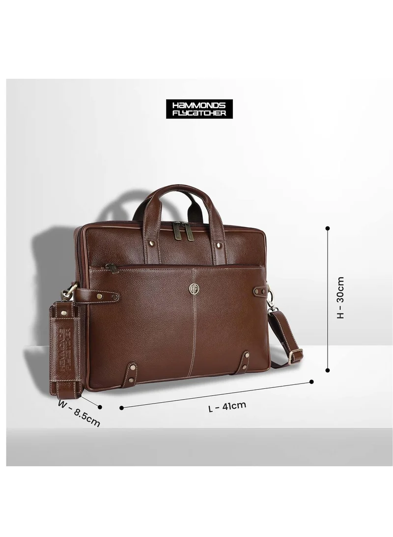 Hammonds Flycatcher  Laptop Bag for Men Leather Travel & Office Bag Fits Up to 16 Inch Laptop/MacBook Brushwood Stylish Crossbody Handbags with Adjustable Shoulder Straps  | Best Price UAE