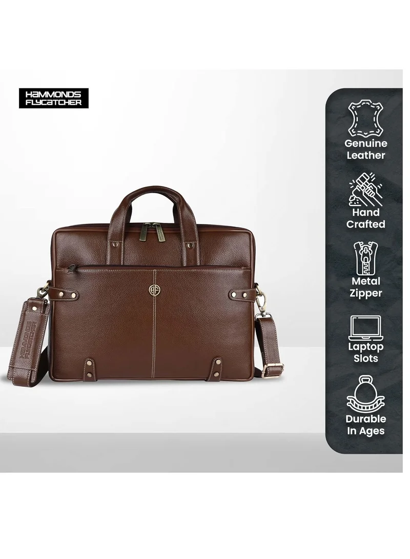 Hammonds Flycatcher  Laptop Bag for Men Leather Travel & Office Bag Fits Up to 16 Inch Laptop/MacBook Brushwood Stylish Crossbody Handbags with Adjustable Shoulder Straps  | Best Price UAE