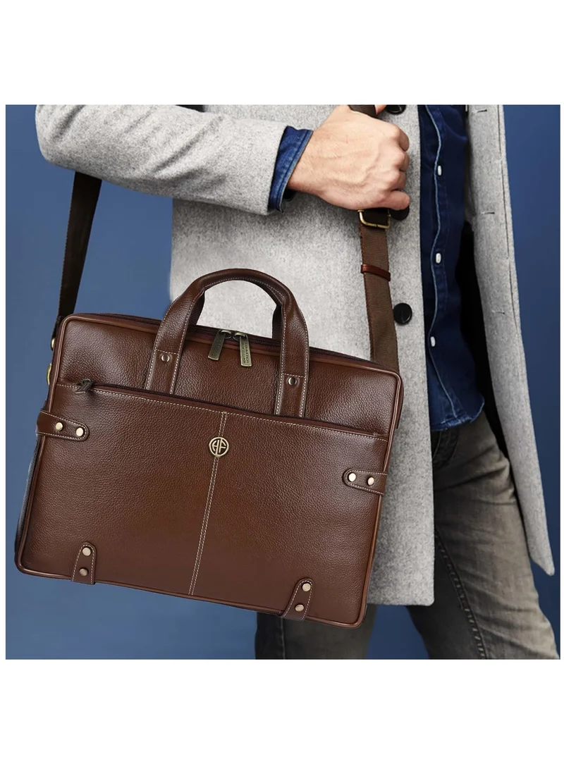 Hammonds Flycatcher  Laptop Bag for Men Leather Travel & Office Bag Fits Up to 16 Inch Laptop/MacBook Brushwood Stylish Crossbody Handbags with Adjustable Shoulder Straps  | Best Price UAE