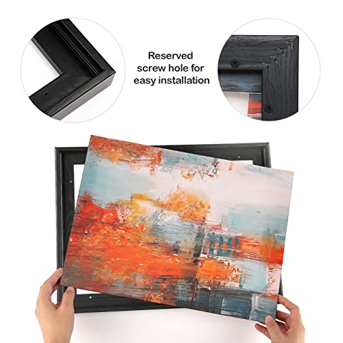FOLKOR Floating Canvas Frame for 16x20 Inch Painting, 2 Pack Floater Frame for Canvas Prints, 0.9" Rabbet Depth Art frame for Wall Prints Diamond Painting Paint by Numbers (Black) - Image 4