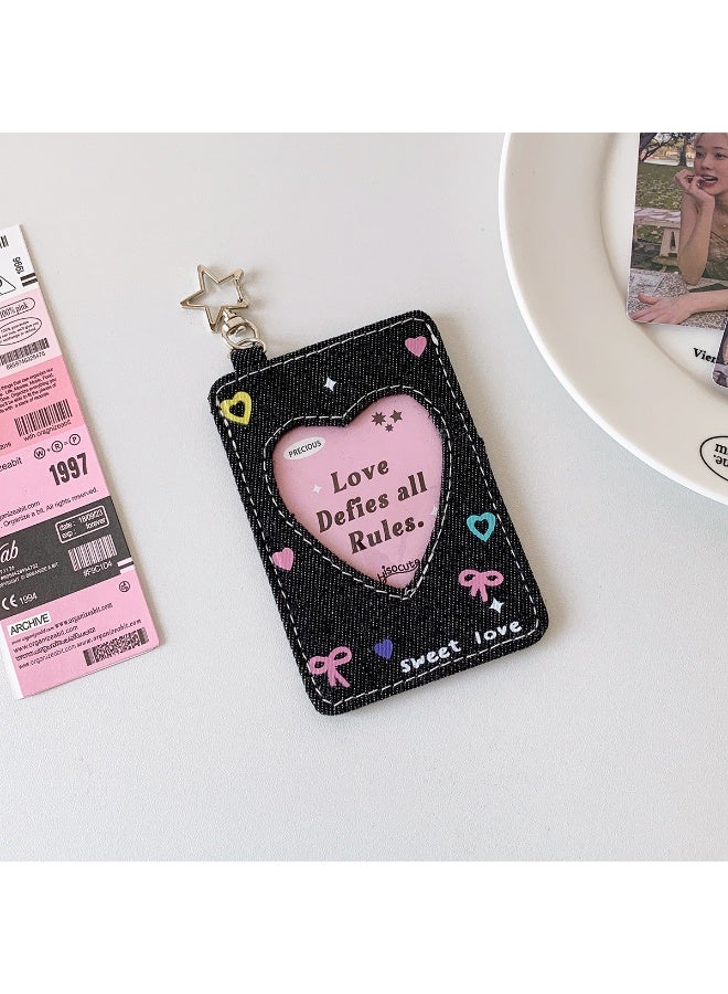 NIBEMINENT 1 - Piece Cowboy Stars Y2k Kpop Photo Card Holder Pendant Key Chain ID Badge Holder ID Card Holder Photo Card Protector for School ID Office ID Access Card for Women Girls - Image 1