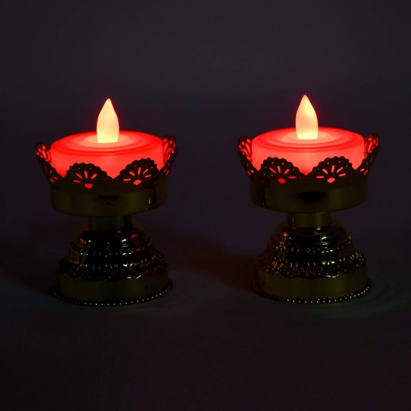 COSKIRA COSKIRA Lotus Candle Holder Plastic LED Candles Lights Diya Lotus Flower Candle Holder Night Light Candle Holder for Home Decor Puja Mandir Diwali Festival Decoration  - Image 4