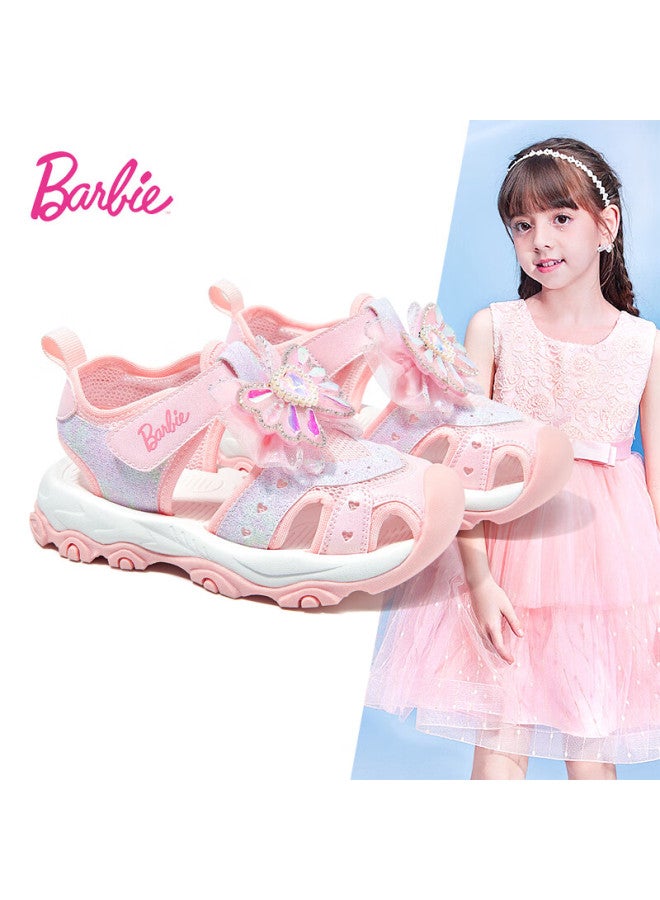 Barbie Girls' Sandals, Casual Outdoor Beach Summer Princess Closed-toe Sports Sandals Da6309 Pink Size 28 - Image 1