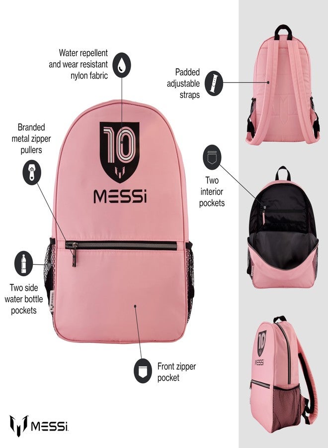 Messi Boys' Lifestyle Backpack Girls, Bookbag with Pockets & Adjustable Straps, Pink/Black, One Size - Image 2