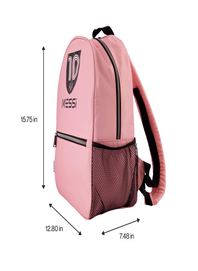 Messi Boys' Lifestyle Backpack Girls, Bookbag with Pockets & Adjustable Straps, Pink/Black, One Size - Image 4