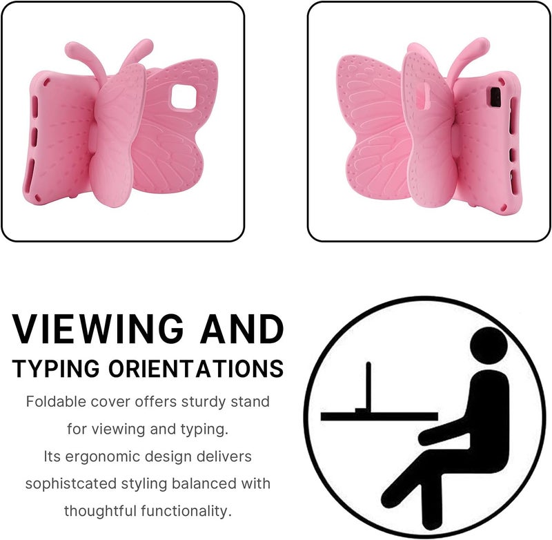 FunnyWin iPad Pro 11 Case Kids,iPad 10.9 Air 4 Air 5 Butterfly Kids Case with Stand Light EVA Full Boby Drop Protective Rugged Shockproof Kid-Proof iPad Pro 11 iPad Air 4 5 Kid Case for Girl Kid Gift (Pink) - Image 5