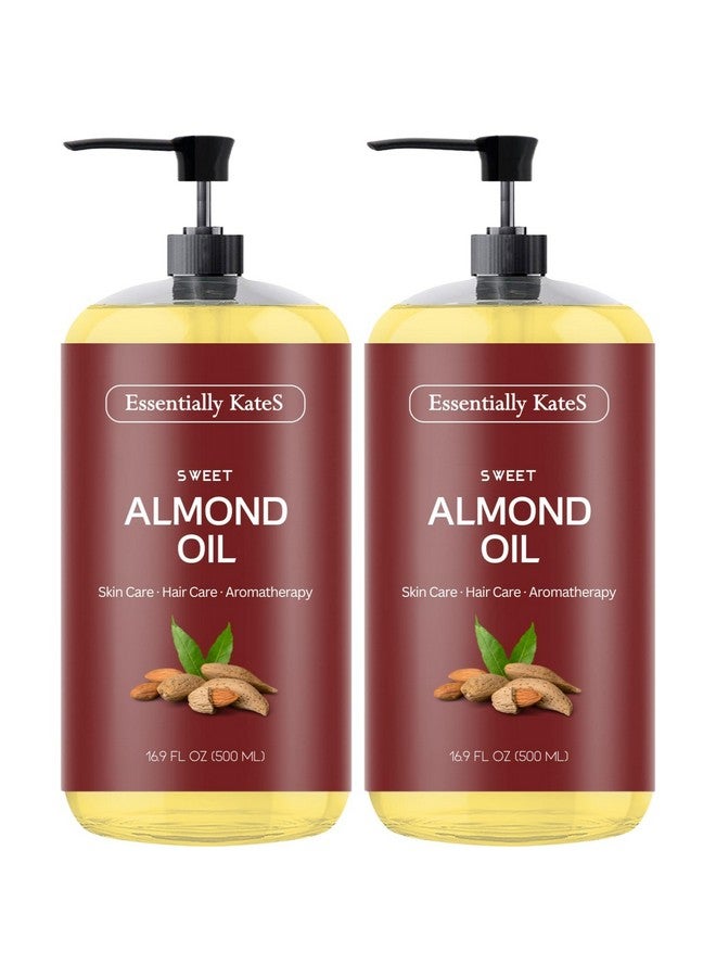 Essentially KateS Sweet Almond Oil 33.8 Fl Oz - Pack of 2 x 16.9 Fl Oz - 100% Pure and Natutral and Cold Pressed - Body Oil, Massage Oil, Hair Oil, and Carrier Oil - Image 1