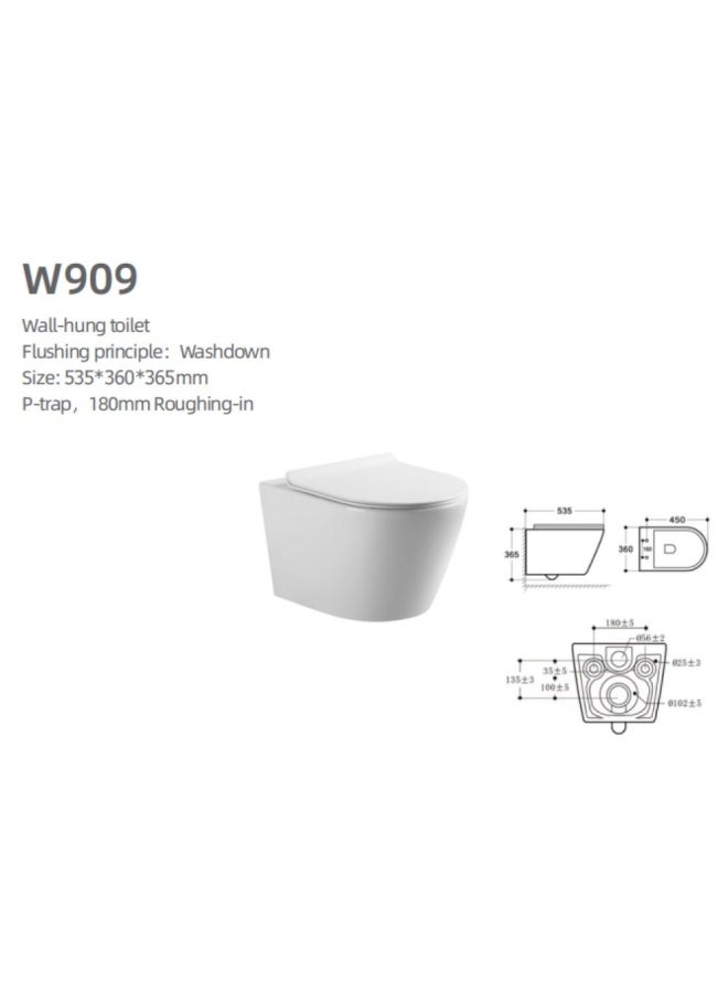 DANUBE HOME Milano Navi Pro Wall Hung Wc W909 535*360*365 White - Image 2