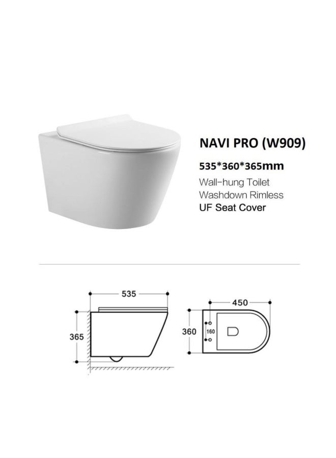 DANUBE HOME Milano Navi Pro Wall Hung Wc W909 535*360*365 White - Image 1