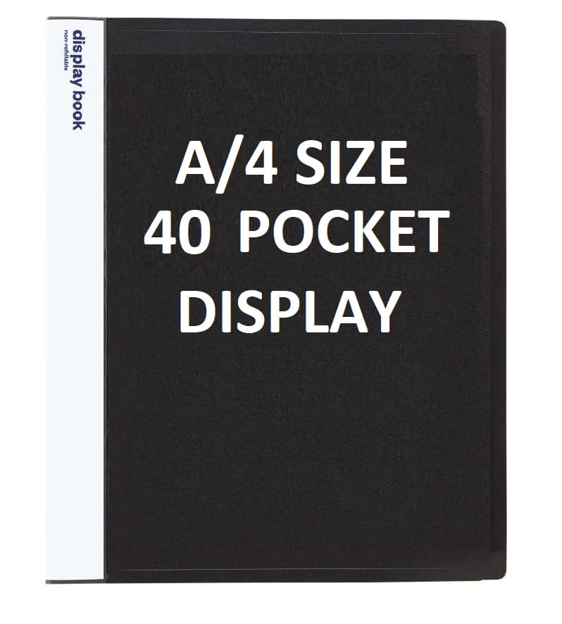 Display File,Clear Leaves A4 Size Papers,40 Folders, Plastic (40 Pocket Black A4)