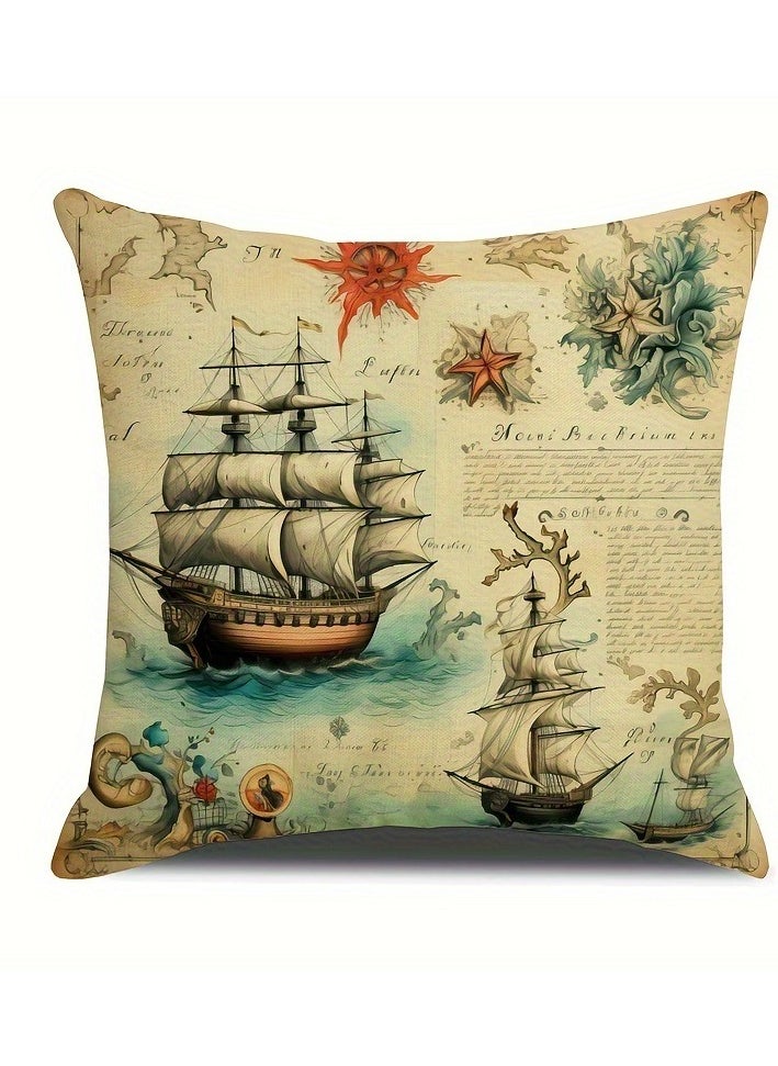 Mordely 4-piece Childhood Sailing Dream Series Holiday Decorative Throw Pillow Covers  - Image 2