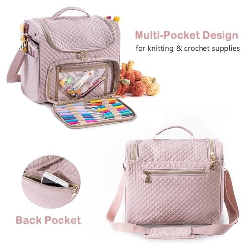 MYBAGZING Crochet Bag Organizer Quilted Storage Bag with Hanging Hook Ideal for Knitting Crochet Accessories - Image 3