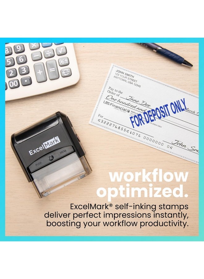 ExcelMark - It Only - Excelmark A1539 Self Inking Rubber Bank Stamp - Blue Ink - Image 1