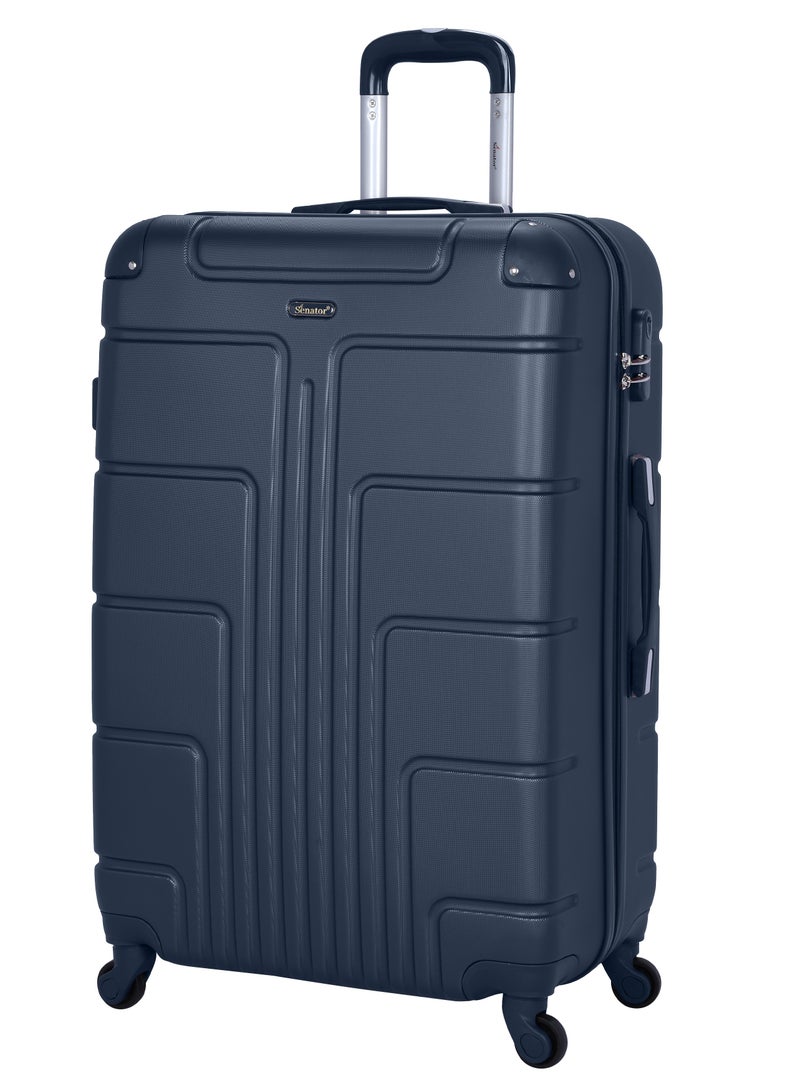 SENATOR Hard Case Travel Bag Large Checked Luggage Trolley ABS Lightweight Suitcase with 4 Spinner Wheels A1012 Navy Blue - Image 1