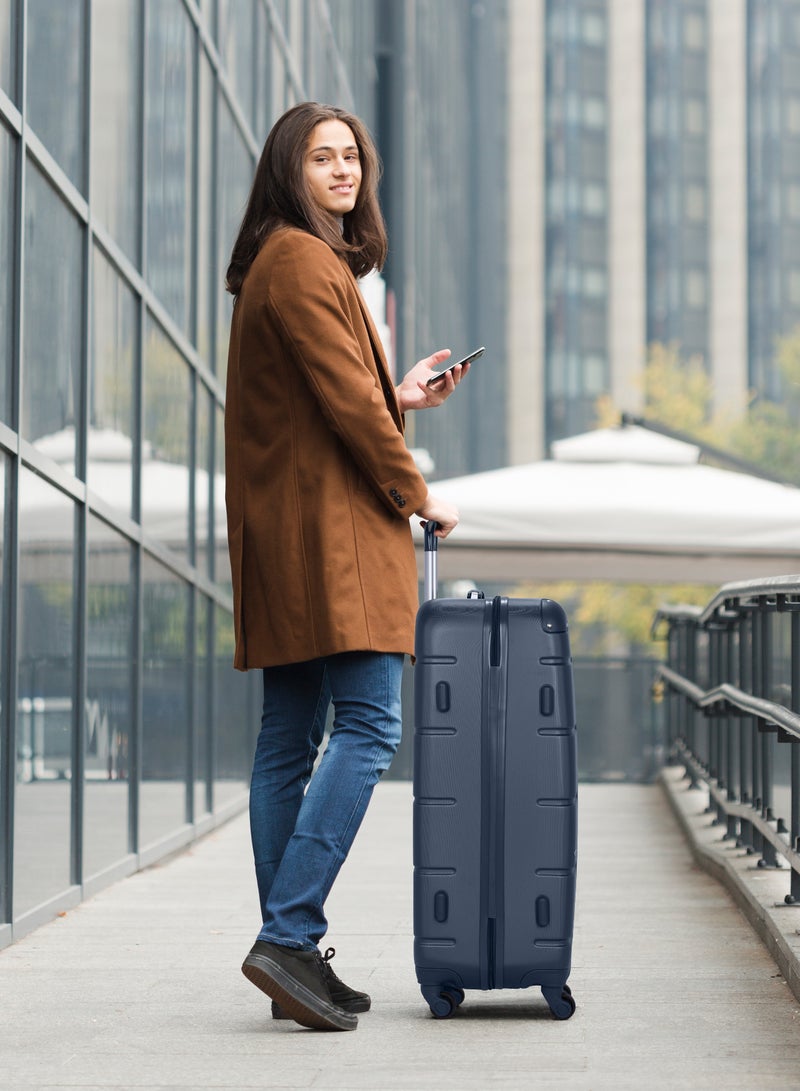 SENATOR Hard Case Travel Bag Large Checked Luggage Trolley ABS Lightweight Suitcase with 4 Spinner Wheels A1012 Navy Blue - Image 2