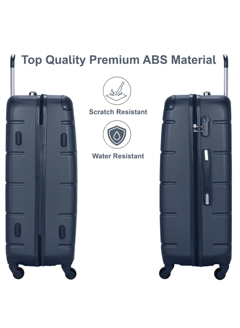 SENATOR Hard Case Travel Bag Large Checked Luggage Trolley ABS Lightweight Suitcase with 4 Spinner Wheels A1012 Navy Blue
