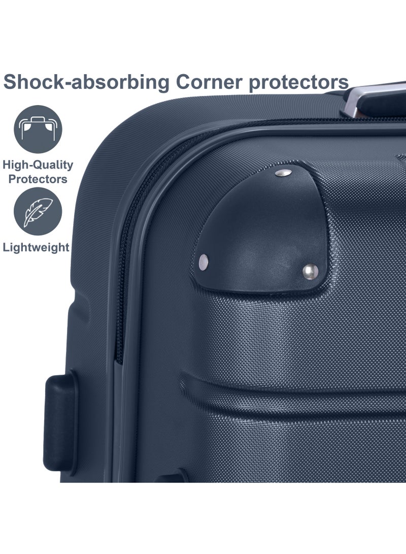 SENATOR Hard Case Travel Bag Large Checked Luggage Trolley ABS Lightweight Suitcase with 4 Spinner Wheels A1012 Navy Blue - Image 5