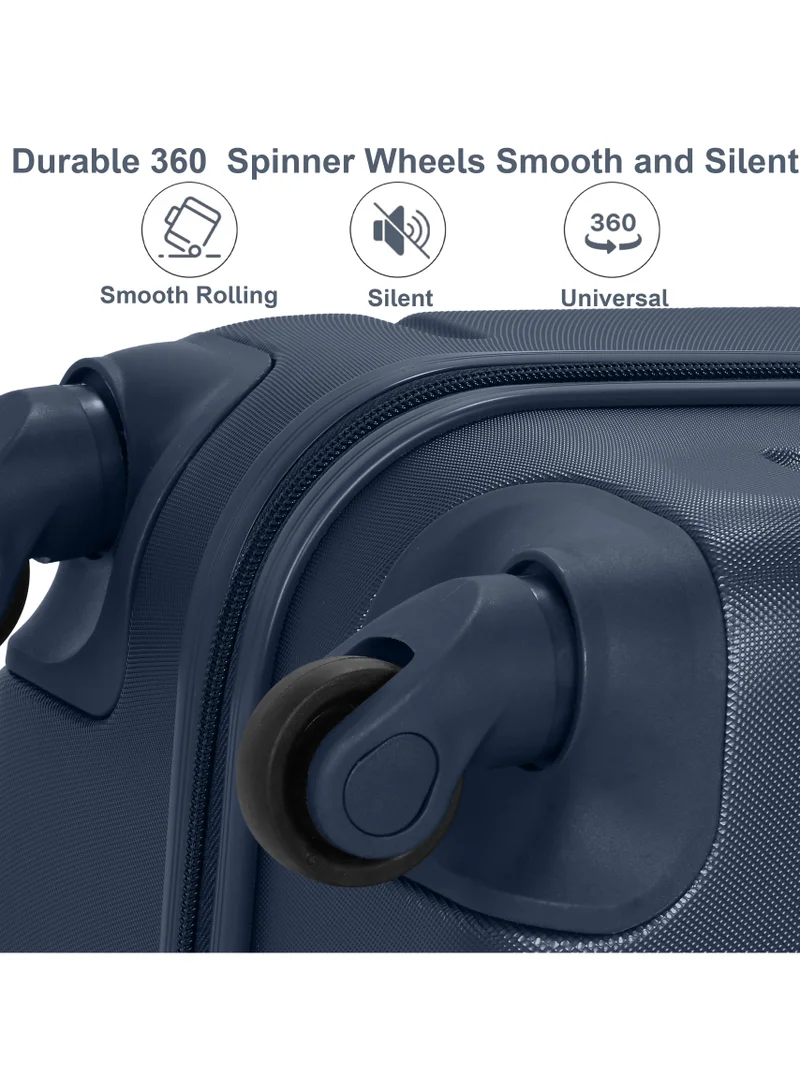 SENATOR Hard Case Travel Bag Large Checked Luggage Trolley ABS Lightweight Suitcase with 4 Spinner Wheels A1012 Navy Blue