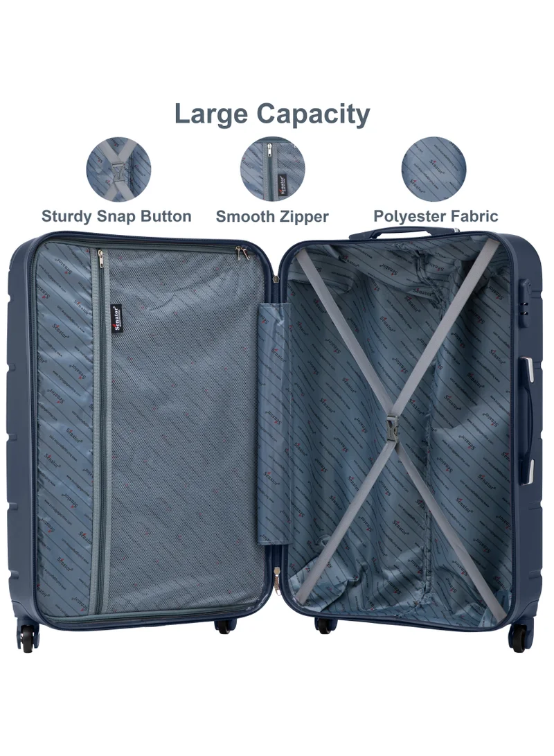 SENATOR Hard Case Travel Bag Large Checked Luggage Trolley ABS Lightweight Suitcase with 4 Spinner Wheels A1012 Navy Blue