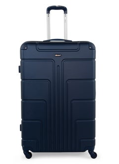 Hard Case Travel Bag Large Checked Luggage Trolley ABS Lightweight Suitcase with 4 Spinner Wheels A1012 Navy Blue