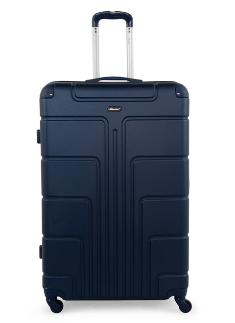 Hard Case Travel Bag Large Checked Luggage Trolley ABS Lightweight Suitcase with 4 Spinner Wheels A1012 Navy Blue