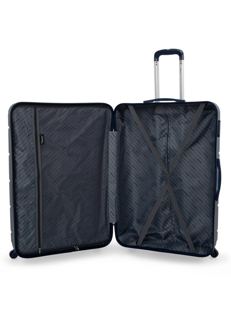 SENATOR - Hard Case Travel Bag Large Checked Luggage Trolley ABS Lightweight Suitcase with 4 Spinner Wheels A1012 Navy Blue - Image 1