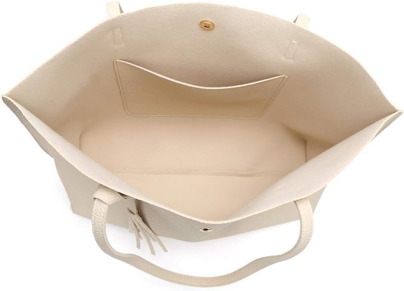 Dreubea Women's Soft Faux Leather Tote Shoulder Bag from, Big Capacity Tassel Handbag - Image 5