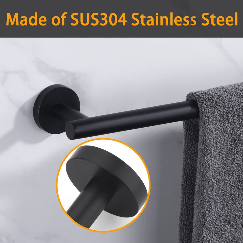 Nolimas Matte Black SUS304 الفولاذ المقاوم للصدأ الحمام منشفة بار من منشفة رف رف قضيب كلاسيكي مثبت على الحمام منشفة الحمام الحمام مرحاض منشفة المطبخ على رف طبقة واحدة 18 بوصة. - Image 5